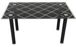 Modern Simple 140cm Black Tempered Glass Dining Table For 4pcs Chairs