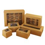 White Brown Mini Paper Kraft Pastry Boxes Cake Tasting With Compartments