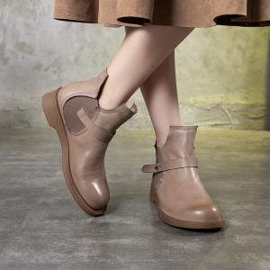 China S099 Fall/winter new retro top layer cowhide short tube Martin boots flat bottom fashion leather women's short boots fac factory
