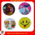 OEM promotional plastic pin round / square / heart shaped 3D Flashing Badges