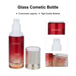 40ml Luxury Red Gold Gradient Glass Lotion Frosted Cosmetic Bottles With Pump