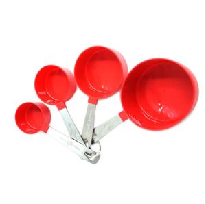 China 4Pcs Stainless Steel Handle Measuring Seasoning Liquid Plastic Measuring Cup factory