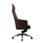BIFMA Ergonomic Task Chair PU Brown Leather Rolling Chair Curved Plank