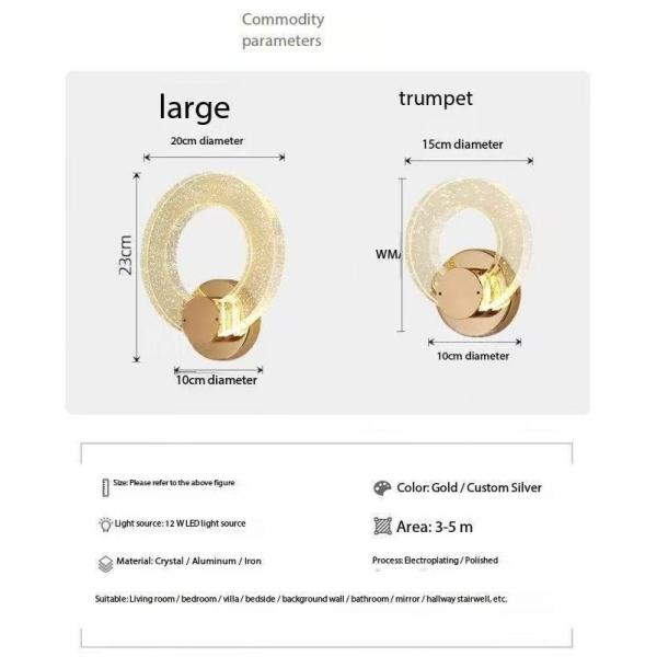 3000K Bedroom Bedside Lamp Nordic Modern Simple Light Luxury Living Room Wall Minimalist Bubble Crystal Wall Lamp