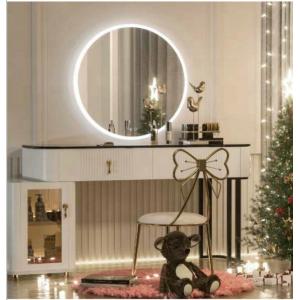 China Silver Round Glass Bathroom Mirror 6500K Round Mirror With Led Lights on sale