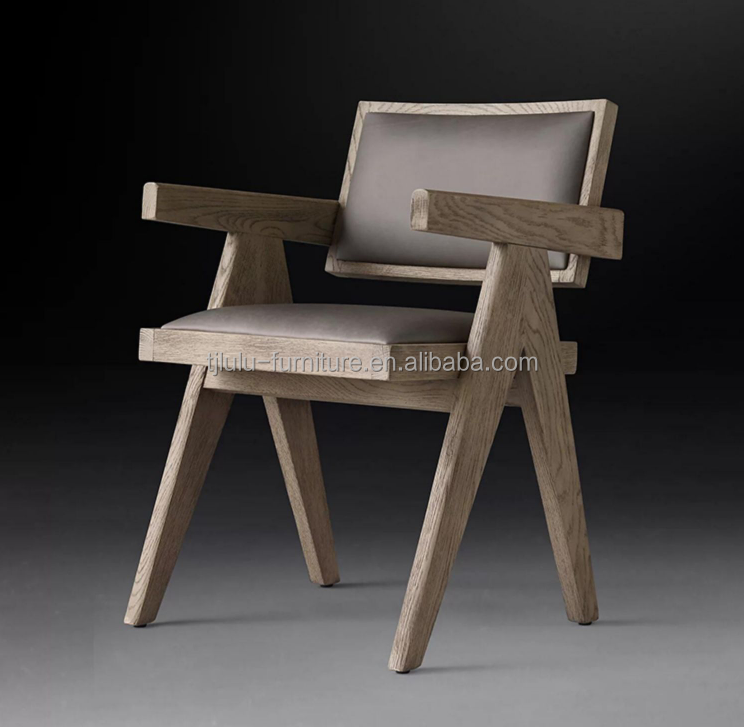 Top Grade Hotel Restaurant Home Using Dining Room Modern Wood PU Chairs With Armrest and Nitrolacquer Finish