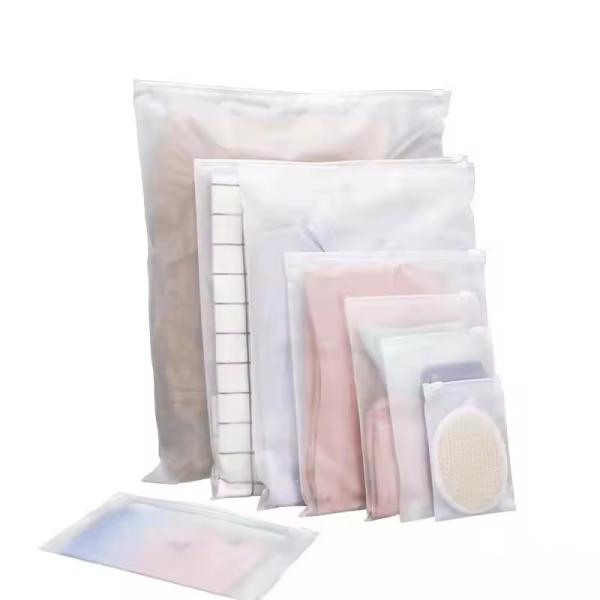 Thickened Material Frosted Zipper Bags With Logo Waterproof Easy Open / Close
