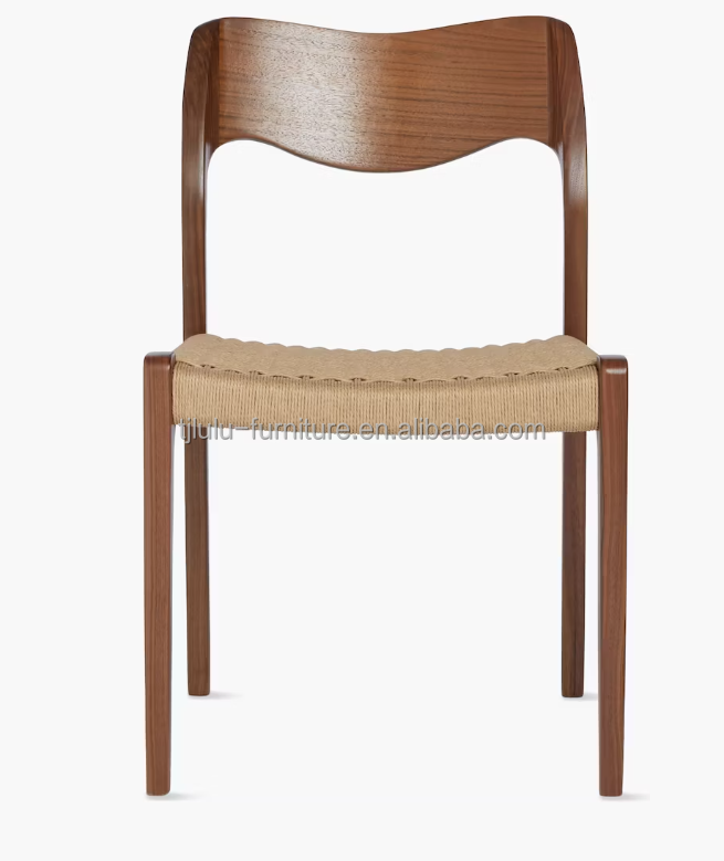 Living Room Furniture Hand Woven Cord Dining Chair in Walnut Color with Solid Wood Frame