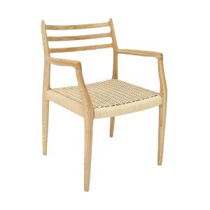 China Office Building Furniture Hand-woven Cord Solid Wood Dining Chair with Nitrolacquer Finish in Nordic Style factory