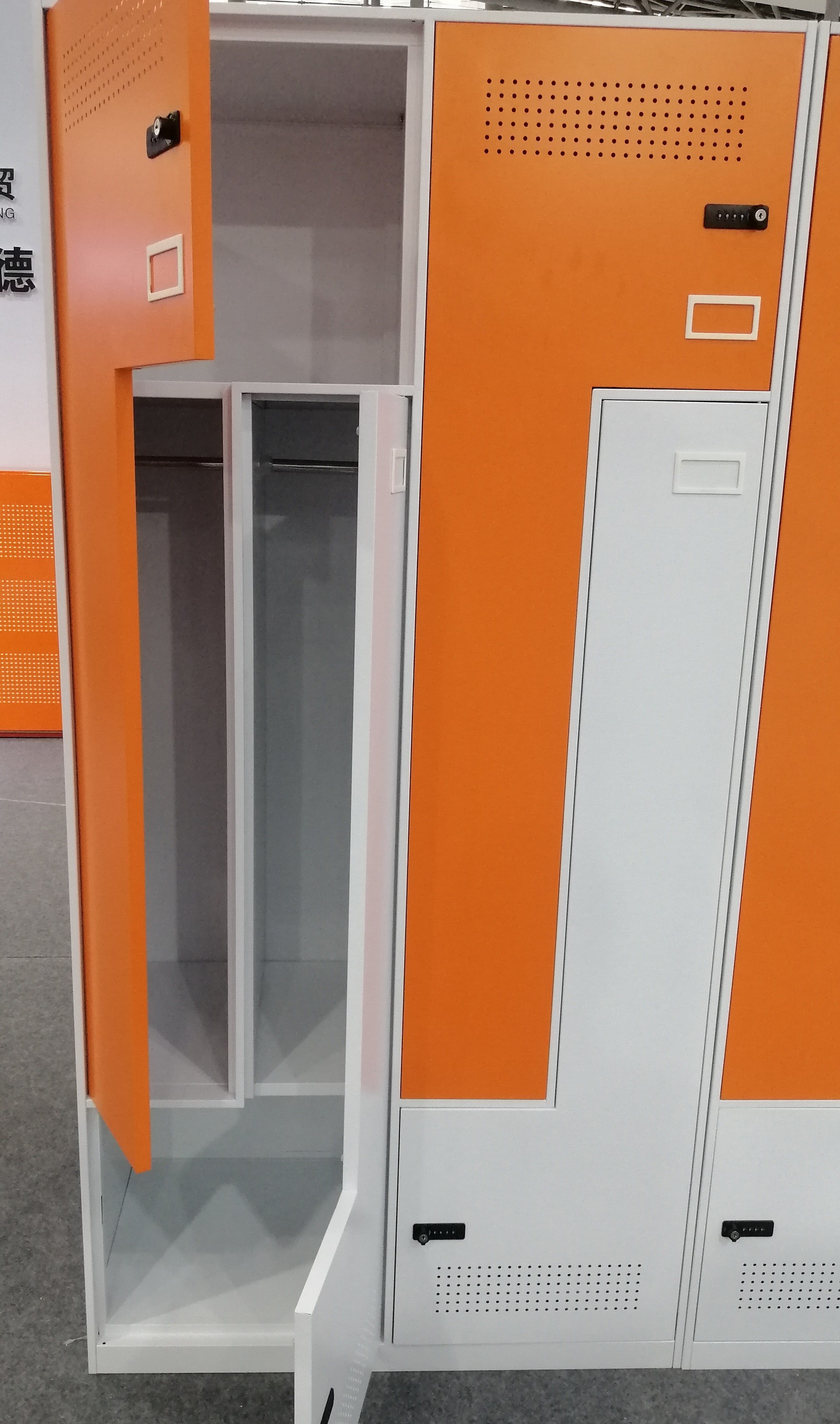 Powder Coating L Shape Two Tone 4 Door Steel Lockers For Office School