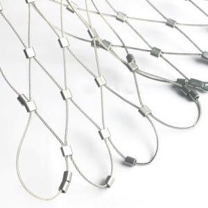 China SS304 Ferrule Diamond Flexible Inox Stainless Steel Wire Cable Net Rope Mesh factory