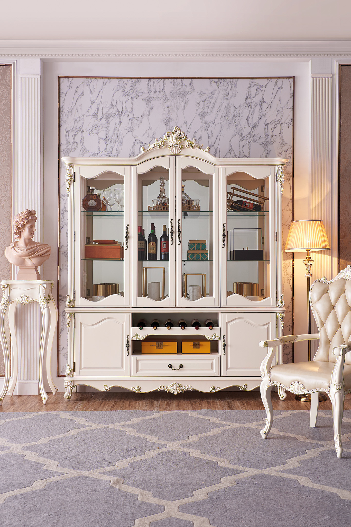 Wooden Glass Whiskey Dining Room Cabinet OY-JG02