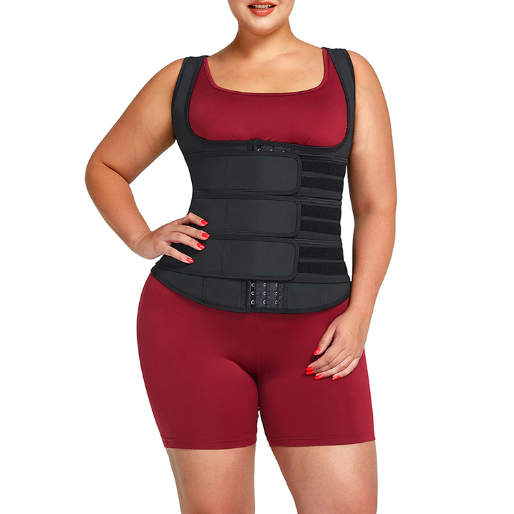 OEM Waist Trainer HEXIN Black Shaping Front Hooks Adjustable Straps 25 Steel Boned Vest