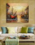 Hand Painted Red Boats Painting by Palette knife, Abstract Acrylic Painting on