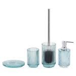 Vertical Stripe Design Glass Bathroom Accessories Set Modern Round Shape