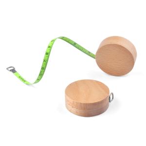 China Geometric Shape Metal Retractable Tape Measure 6ft 2m With Maple Wood Housing factory