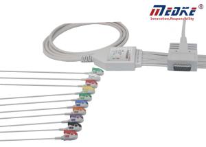China Defibrilators Compatible Burdick Shielded DB15 EKG Machine Cable factory