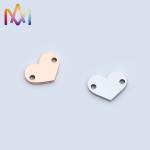Anti Allergic 2 Hole SS304 Heart Charm For DIY Crafting Jewelry Making