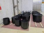 Round Shape Tall Large Fiberglass Flower Pots Customized Logo Printing Resin