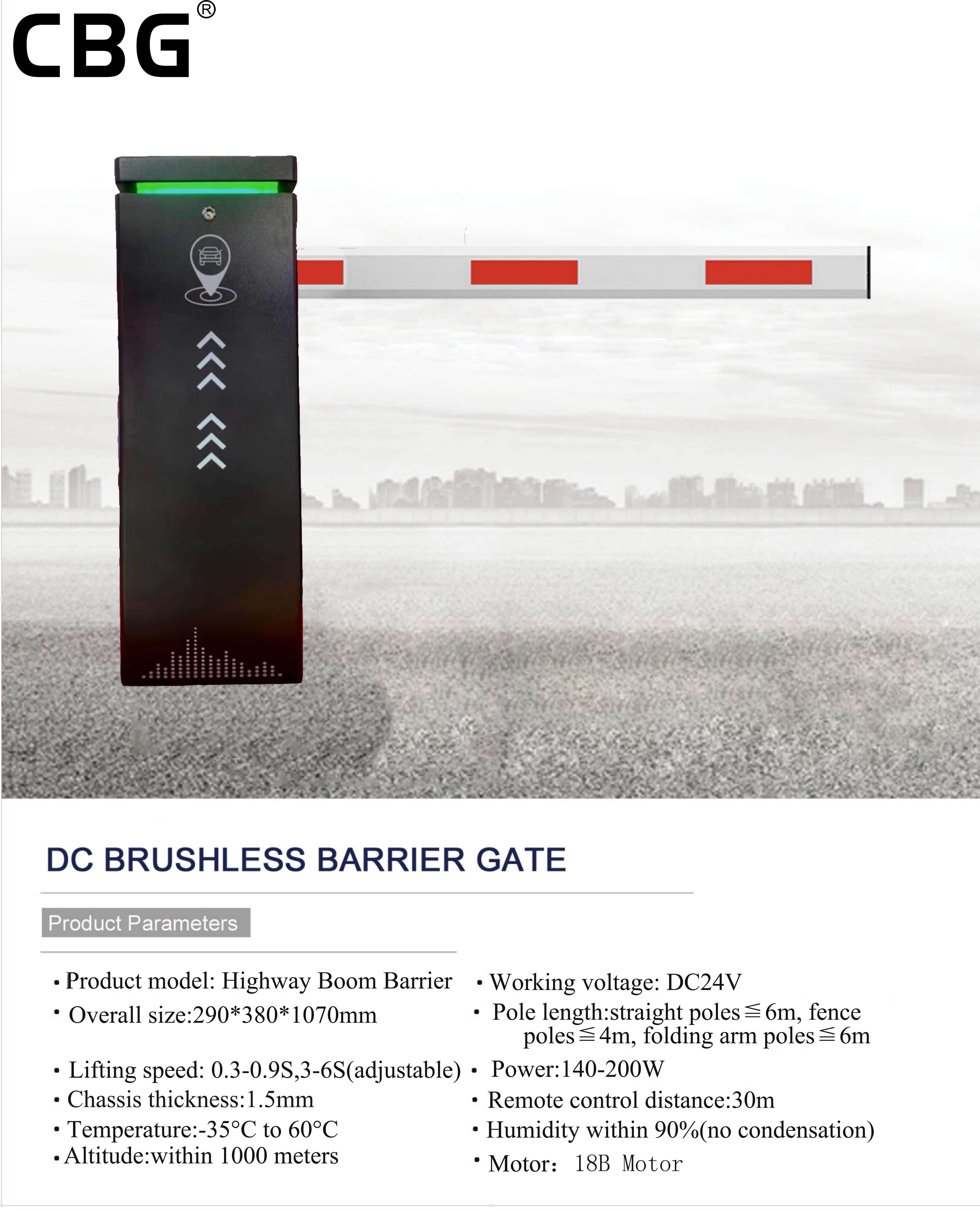 IP44 6M Aluminium Alloy Outdoor Automatic Barrier Gate for Parking Security
