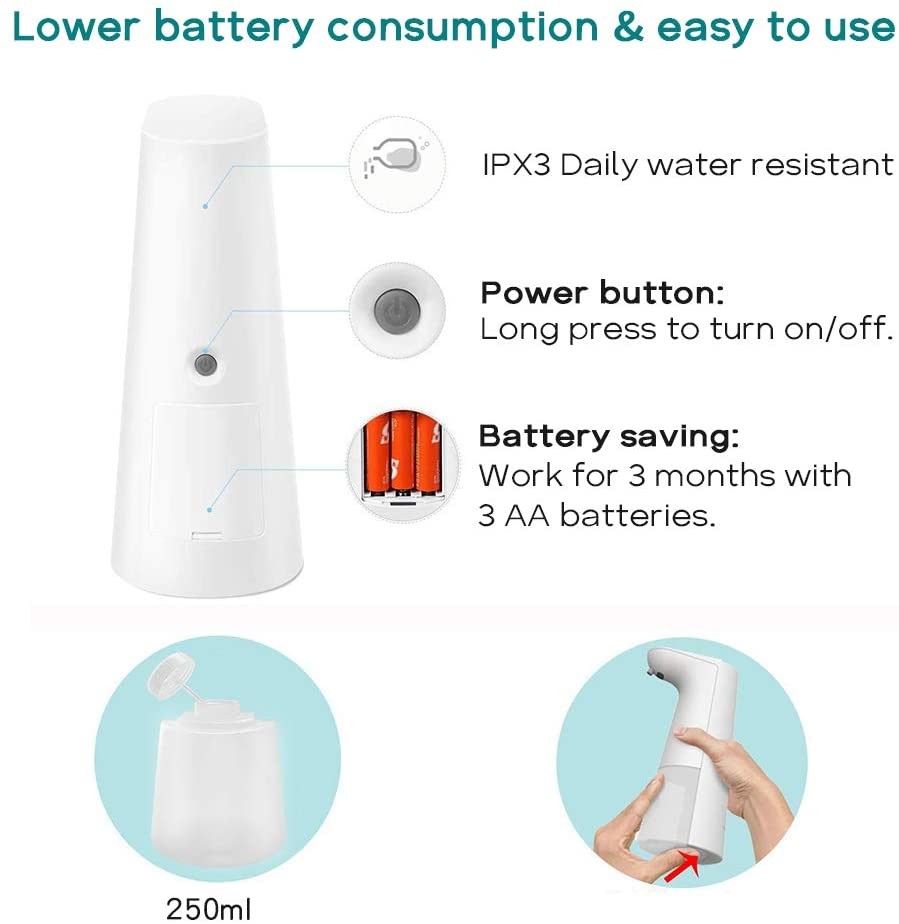 FCC Countertop Touchless Hand Sanitizer Dispenser 250ML Washroom ABS