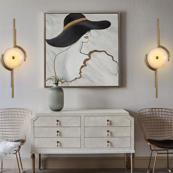 China Postmodern personality natural marble light luxury art wall lamp simple living room creative marble wall light (WH-OR-13 factory