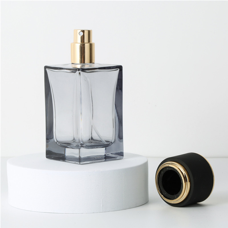 Luxury Square 50ml Perfume Cosmetic Glass Bottles With Spray Cap