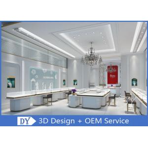 High - end Matte White S / S Store Jewelry Display Cases With Led Lights