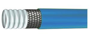 China Convoluted PTFE Flexible Hose SS Braided With Blue EPDM Rubber Cover factory