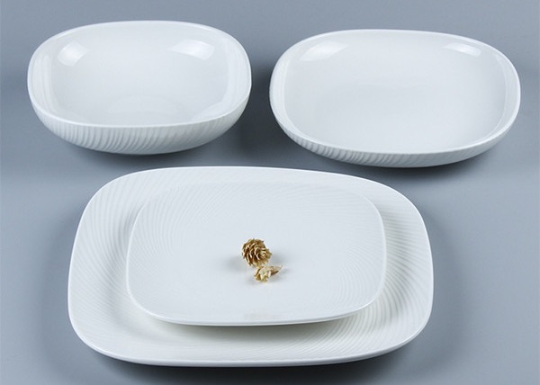 China CIQ Approved Odorless Western Square Plain White Dinner Set factory