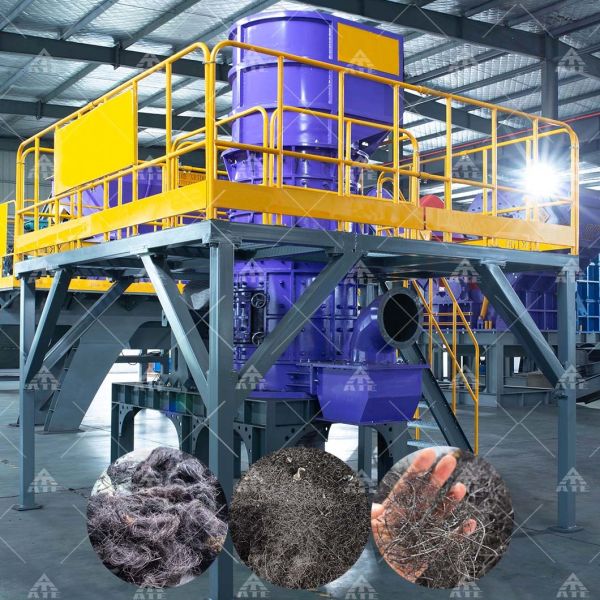 China Tire Steel Wire Crusher with Tungsten Steel Blade Secondary Vertical Shaft Pulverizer and Multi-stage Magnetic Separation factory