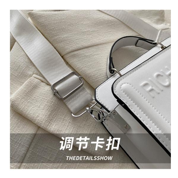 SIMPLE FASHION LETTER BAG WOMEN'S NEW INS COMMUTER HANDBAG SMALL SQUARE BAG SENIOR TEXTURE WIDE SHOULDER STRAP CROSSBODY