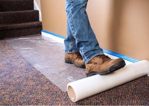 China Polyethene Carpet Plastic Film Transparent Plastic Floor Protector Roll factory