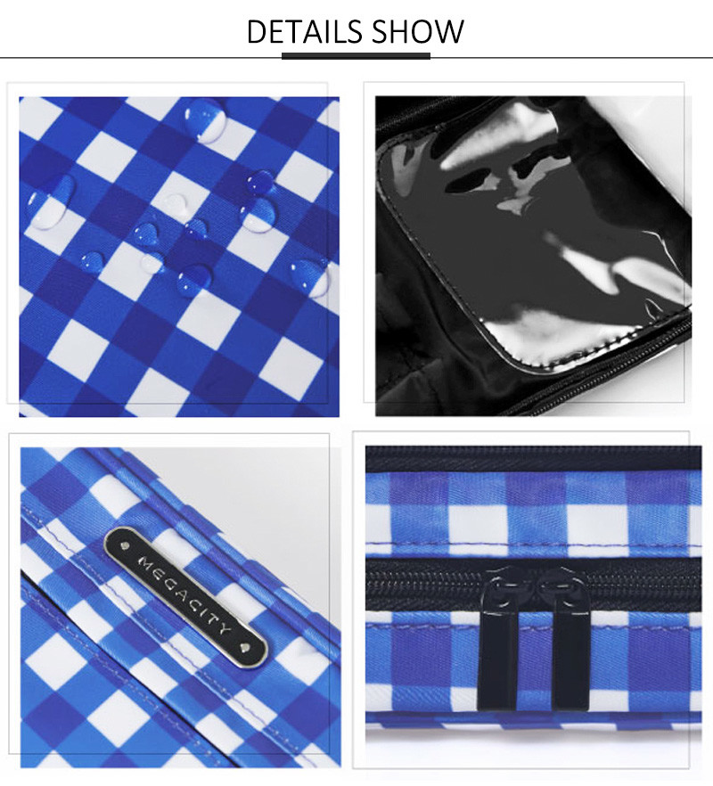 Eco Friendly Foldable Checkered Cosmetic Makeup Bag