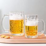 Embossed 13oz Glass Drinking Cups Transparent 370ml Lead Free Engraved Beer