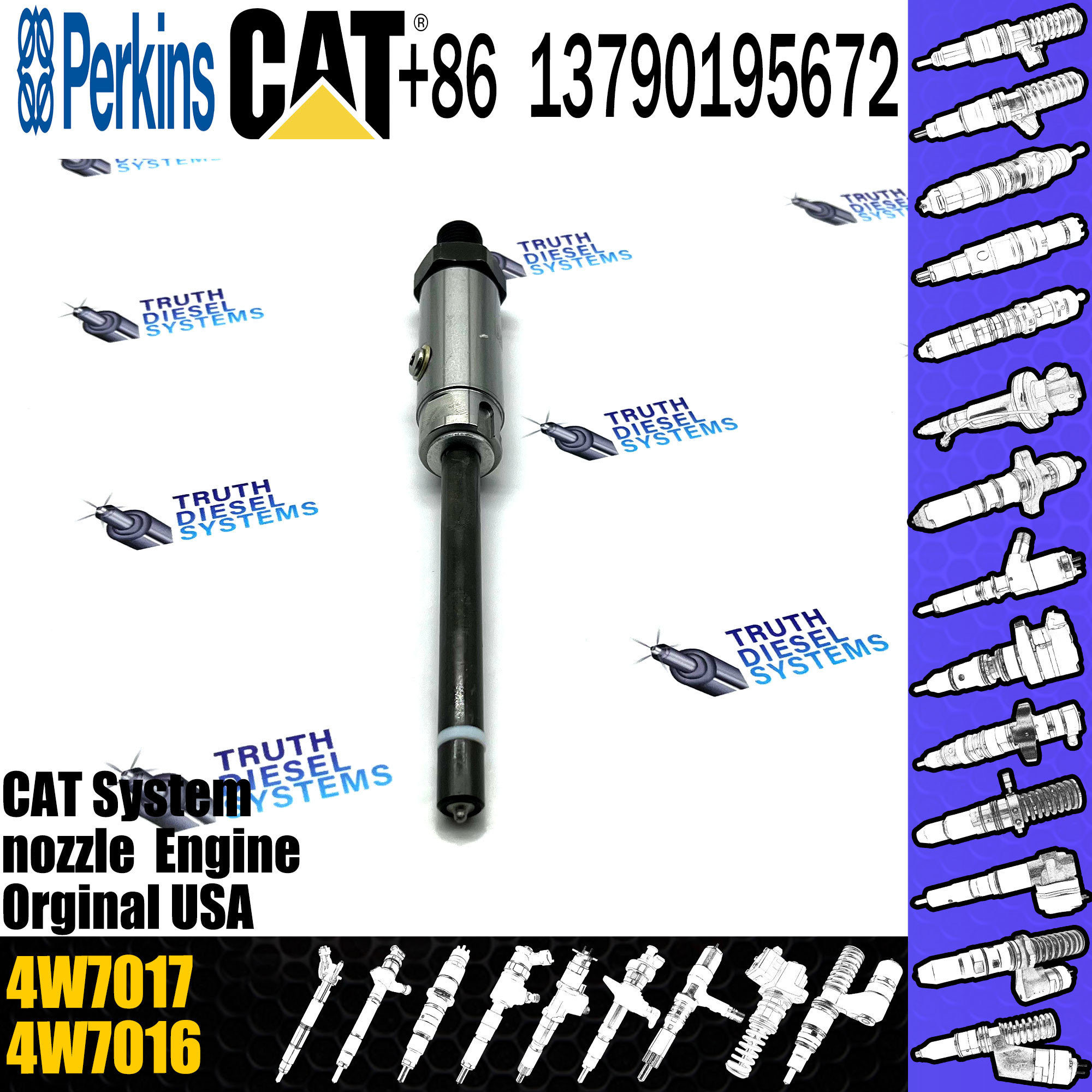 New Diesel Fuel Injector OR-1744/0R-3421 4W7017 for CAT 3406B/3406C/3408/3408B/3408C Engine