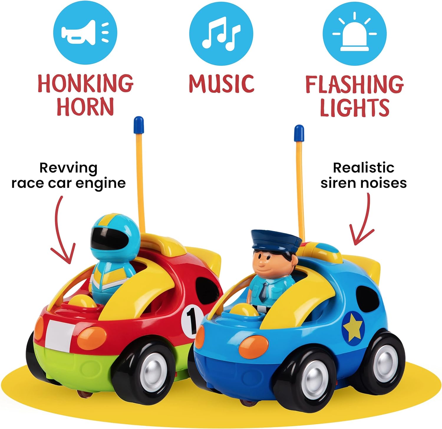 Cartoon Remote Control Police Car and Race Car Toys for Kids 18 Months Other Features