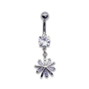 China Snow Flower Belly Button Piercings Jewelry 316 Stainless Steel Silver Plated factory
