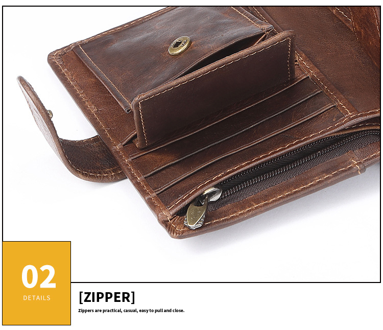 Men's Slim Card Holder Billfold Money Clip Wallet Genuine Leather Small Bag for Rfid
