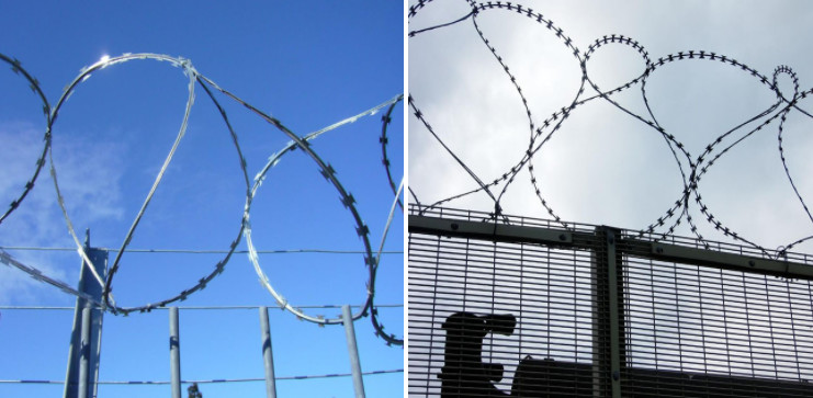 Powder Coated 900mm Coil Diameter Razor Barbed Wire For Prison / Airport