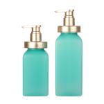 Luxury Gold Top Press Pump Green Body Lotion Container Packaging Plastic Shampoo