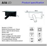 Special for simple hotel engineering multifunctional bedside wall light USB