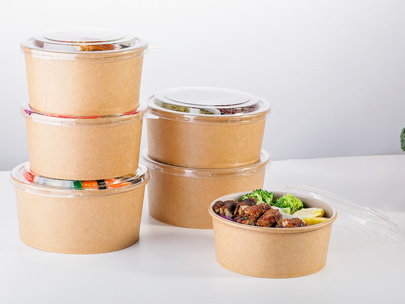 China Customized Round Kraft Paper Bowls With Lids , Environmentally - Friendly on sale