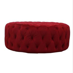 China Red Round Ottoman Footstools Velvet Tufted Button Coffee Table With Different Colors factory