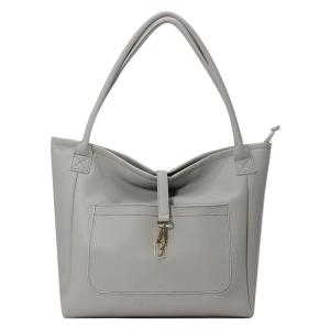 China Gray Vegan Leather Tote Bag PU Soft Leather Satchel Handbags factory