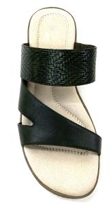 China Stylish Womens Flat Sandals With Leather Upper Material Rubber Sole factory