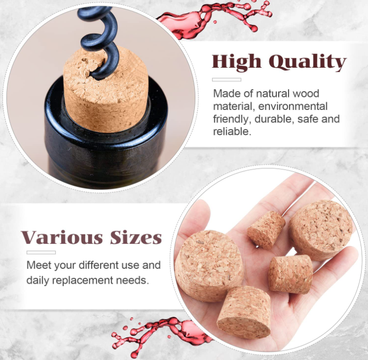 LS Clear Glass Bottle Caps for Conical Cork Wine Bottle Stoppers in Custom Sizes
