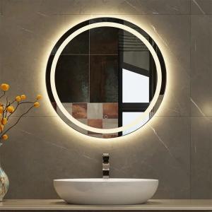 China Tempered Round Mirror Glass 3mm Thick Digital Display LED Mirror Glass factory