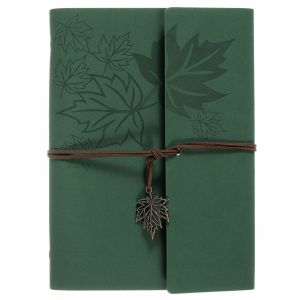 6 Ring Binding Travel Journal Notebook Maple Leaf Embossed Logo With Retro