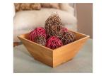 Organic Square Kitchen Bamboo Salad Bowl Set with Two Servers